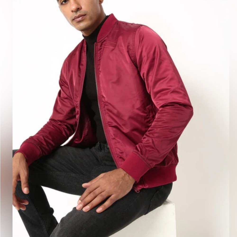 NWT Dolce & Gabbana Men's Zip Up Stylish Versatile Burgundy Bomber Jacket SZ
46